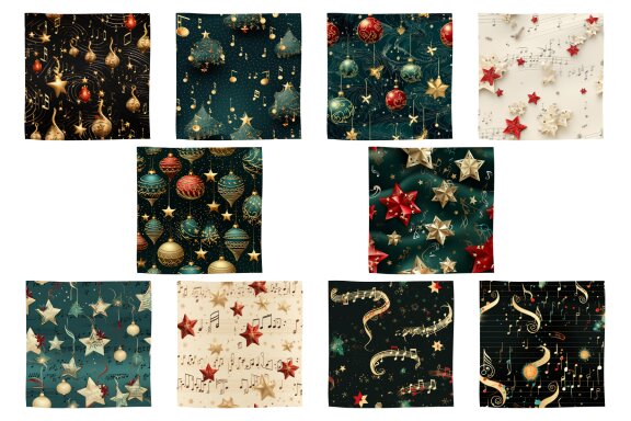 Christmas Musical Notes Vintage 3D Xmas Paper