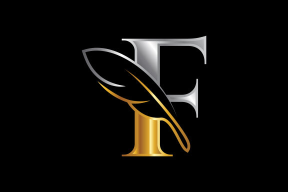 English alphabet with a feather