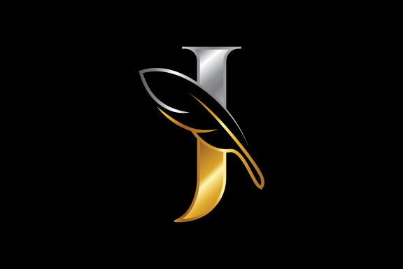 English alphabet with a feather