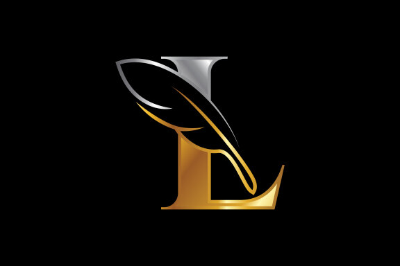 English alphabet with a feather
