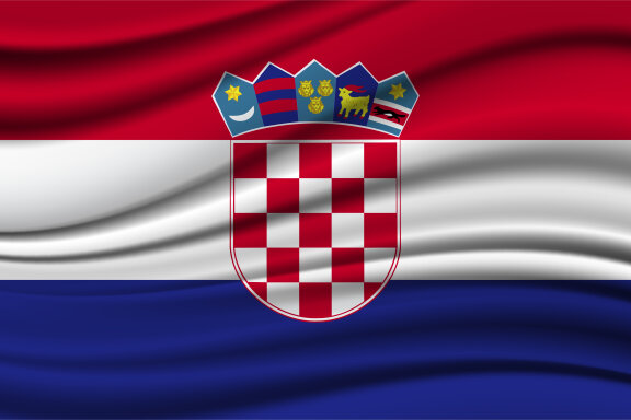 Silk Waving Flag of Croatia. Silk, Satin Texture Background