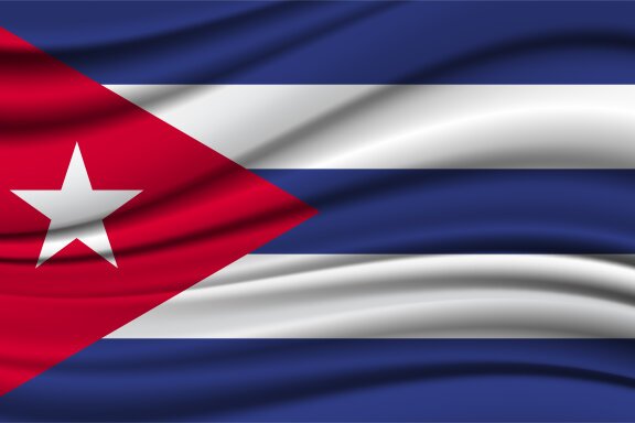 Silk Waving Flag of Cuba. Silk, Satin Texture Background