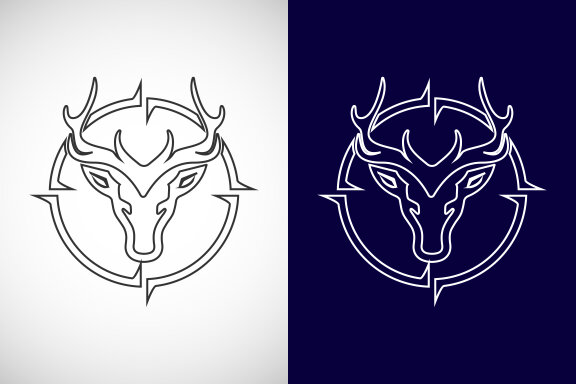 Line art hunting logo design template,