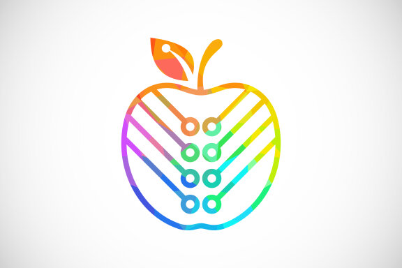 Low poly style apple technology logo sign symbol