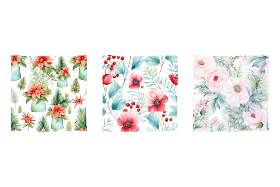 Pastel Watercolor Christmas Floral Snowman