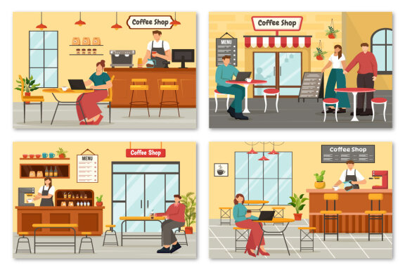 12 Coffee Shop Illustration
