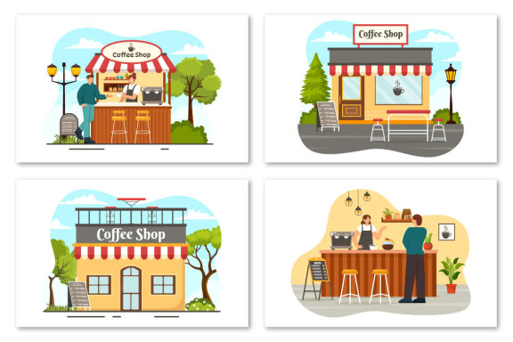 12 Coffee Shop Illustration