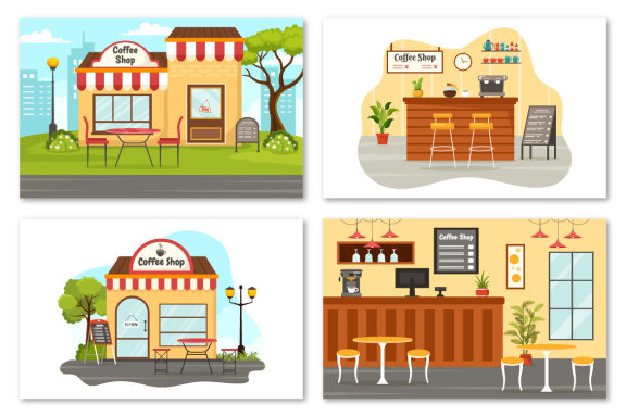 12 Coffee Shop Illustration