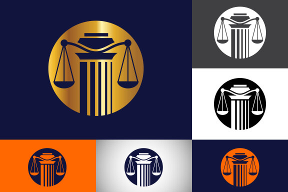 Law pillar logo design pillar law office vector logo template