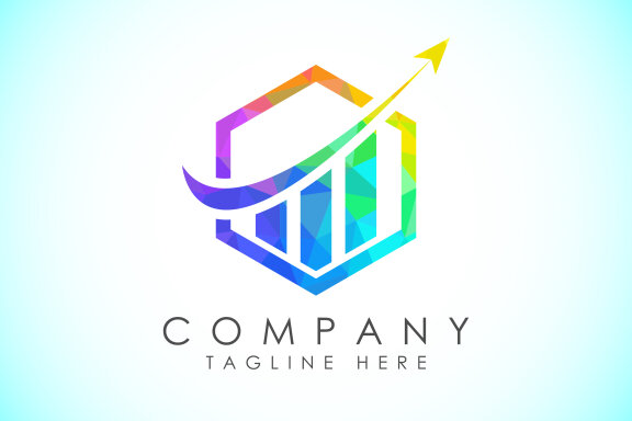Finance and accounting logo low poly art style