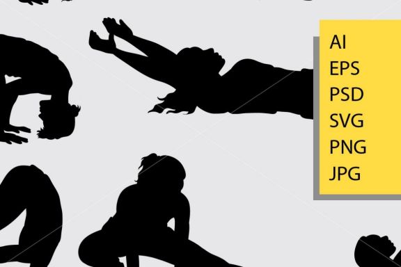 Sport male and female silhouette