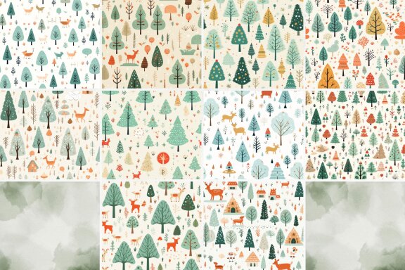 Festive Forest seamless Pattern