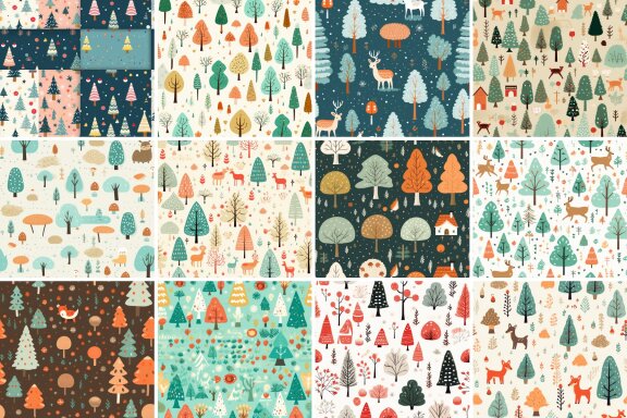 Festive Forest seamless Pattern