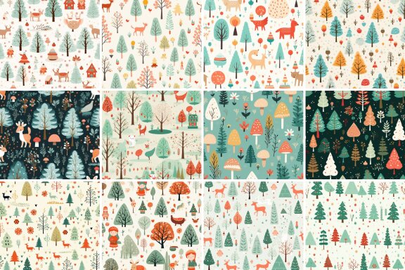 Festive Forest seamless Pattern