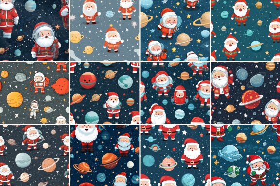  Space Santa Seamless Pattern