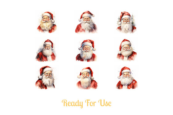 santa claus watercolor illustration collection