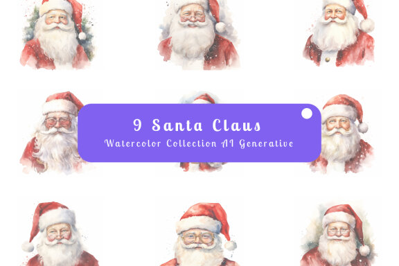 santa claus watercolor illustration collection vol. 4