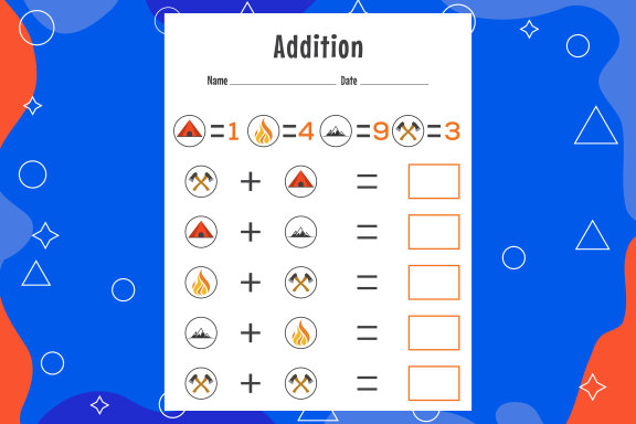 Addition with different elements for kids