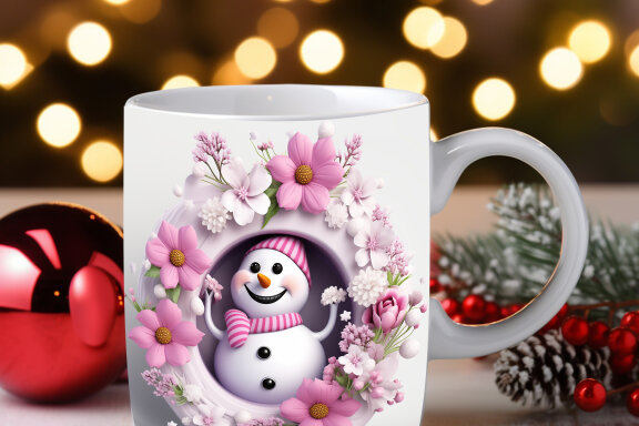 Wallpaper Pink Snowman