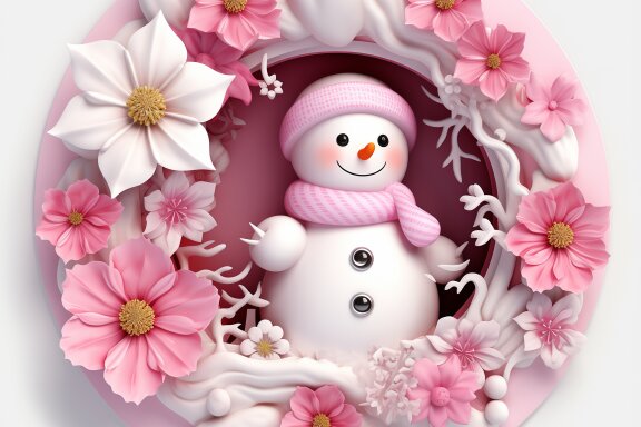 Pink Flower Snowman 