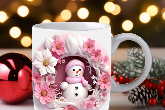 Pink Flower Snowman 