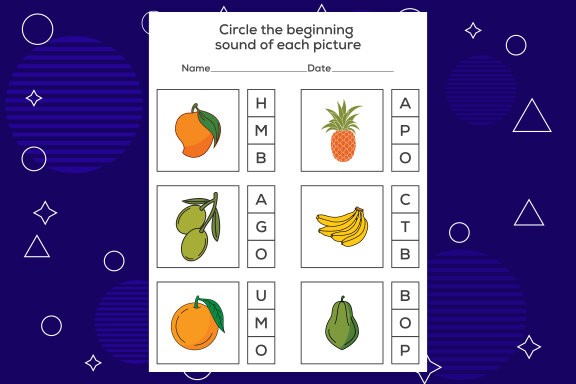 Circle the beginning sound of each picture