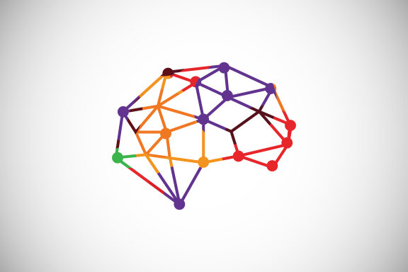 low poly style brain logo design