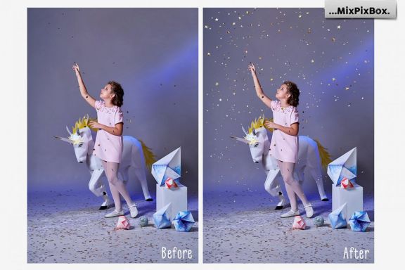 Golden Confetti Photo Overlays