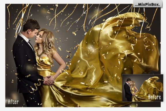 Golden Confetti Photo Overlays