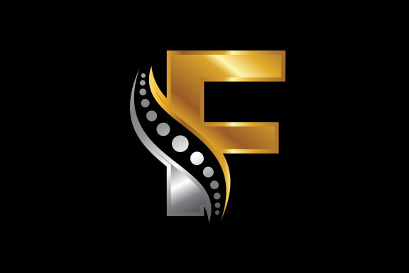English alphabet with chiropractic spine logo