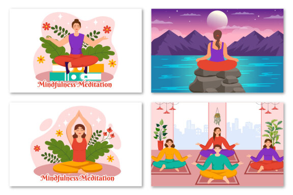 12 Mindfulness Meditation Illustration