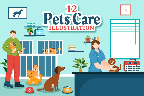 12 Pets Care Illustration
