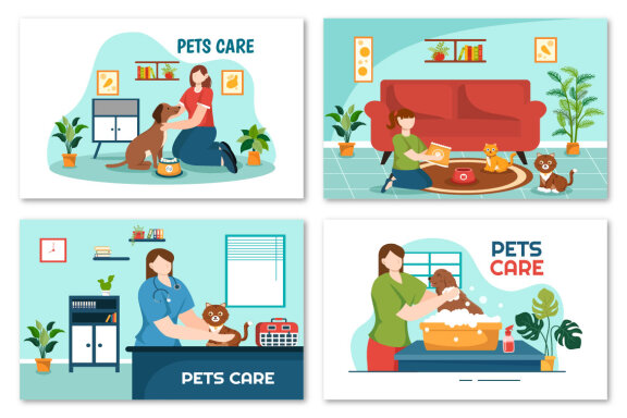 12 Pets Care Illustration