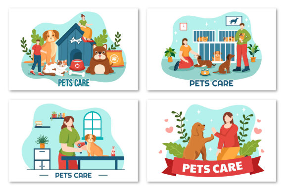 12 Pets Care Illustration