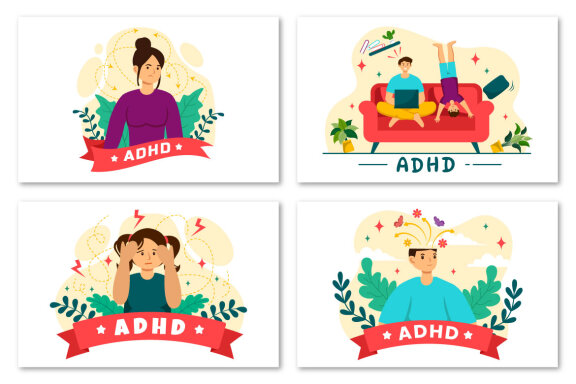 12 ADHD or Attention Deficit Hyperactivity Disorder Illustration