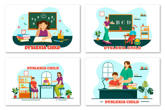 12 Dyslexia Children Illustration