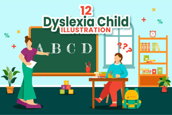 12 Dyslexia Children Illustration