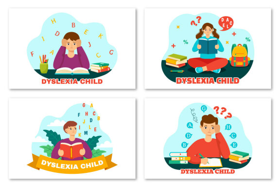 12 Dyslexia Children Illustration
