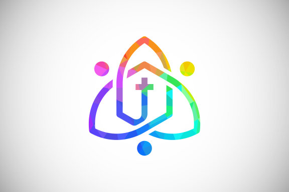 Low poly style church logo