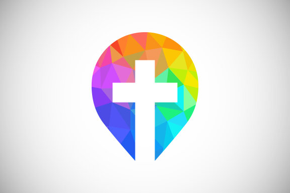 Low poly style church logo