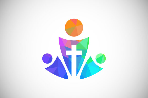 Low poly style church logo