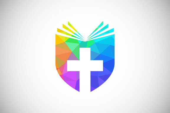 Low poly style church logo