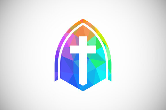 Low poly style church logo