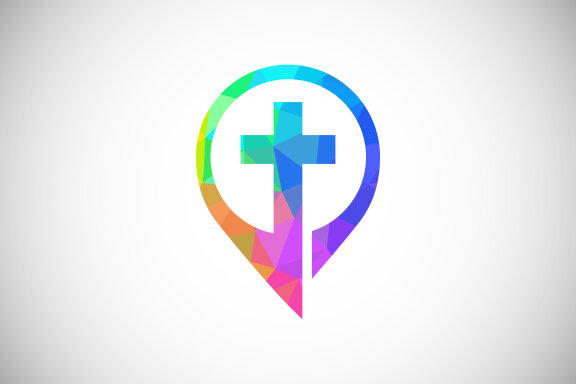 Low poly style church logo