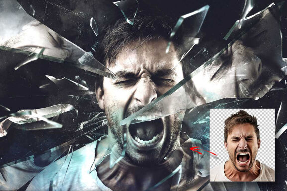 Broken Glass Photoshop Template