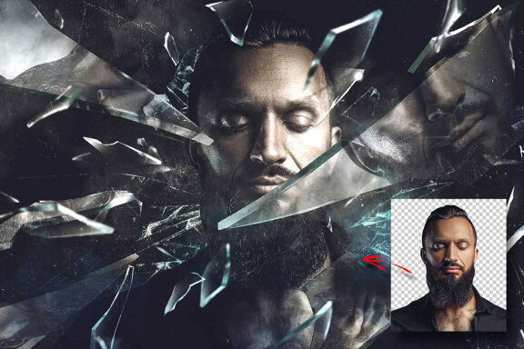 Broken Glass Photoshop Template