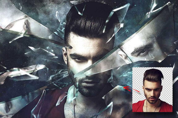 Broken Glass Photoshop Template