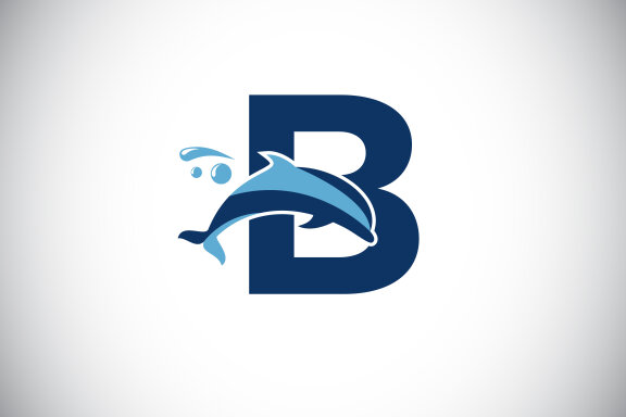 English alphabet with a Dolphin logo