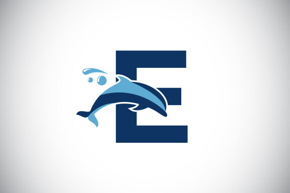 English alphabet with a Dolphin logo