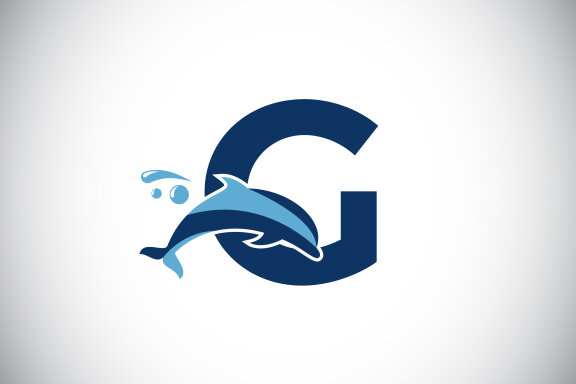 English alphabet with a Dolphin logo